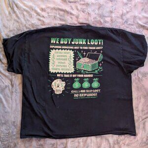 No Refunds / We Buy Junk Loot! D&D Wizard of Barge 3XL Green & White on Black